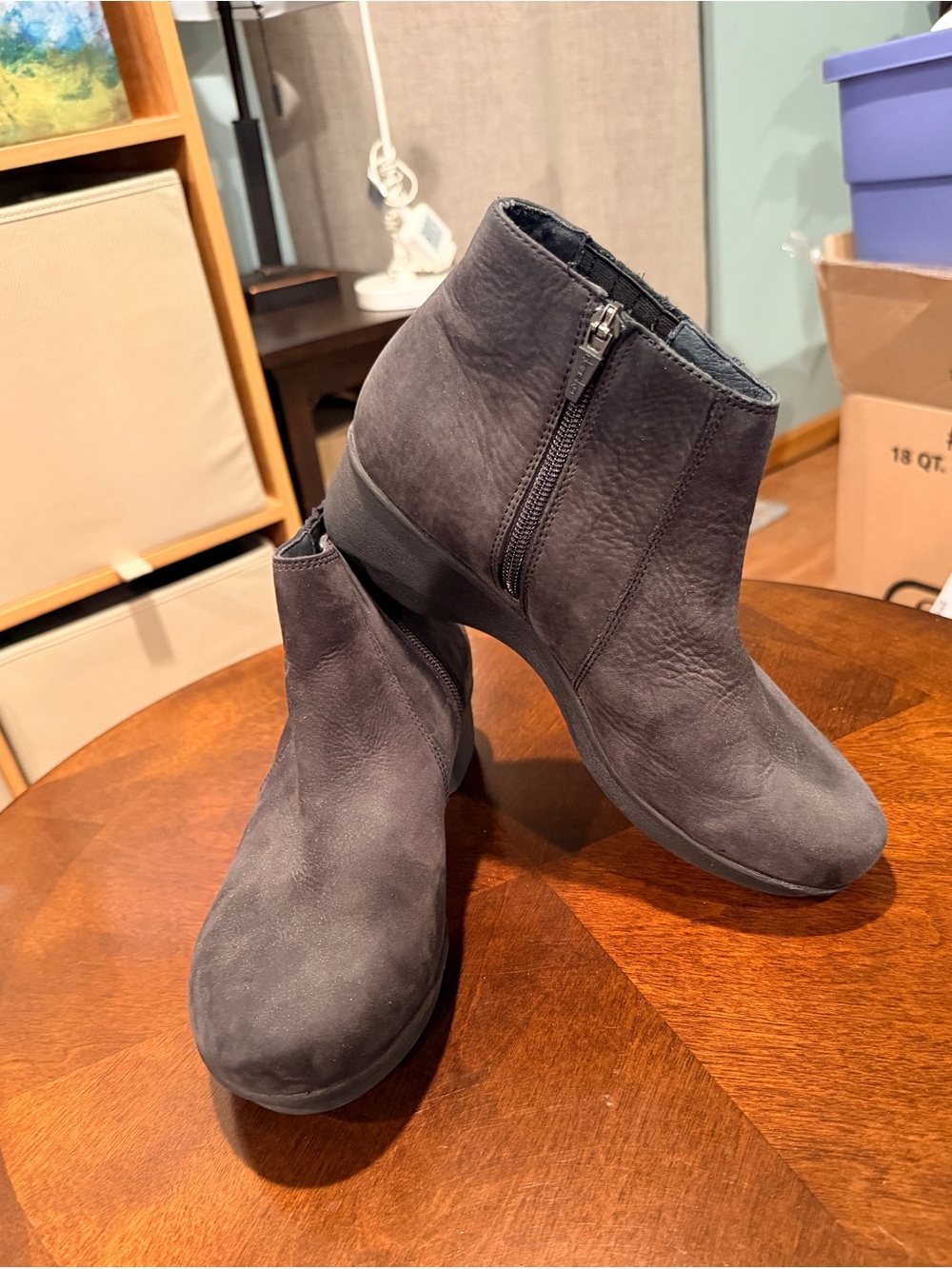 Women’s Dansko Lara Black Suede Ankle Boots with Side Zip